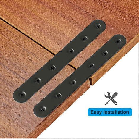 Plaque de réparation plate et droite en acier inoxydable pour les raccords de réparation bois et métal, adaptée aux pièces de meubles en bois. (1/5)