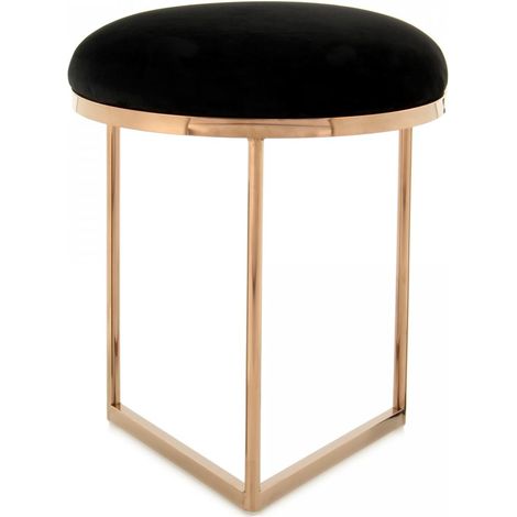 Tabouret fait main en coton ZARE 40x40 or noir et or rose (1/4)
