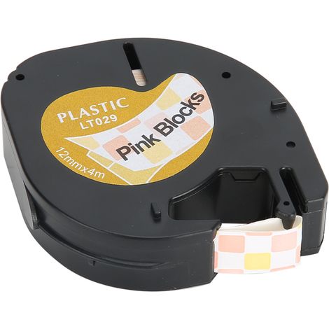 Beyamis Ruban d'étiquettes pour étiqueteuse Dymo Easy Tear Cute 12 mm, blocs roses, accessoires LT029 (1/5)