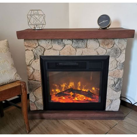 camino elettrico da pavimento "sasso" grigio- 1800 w (1/4)