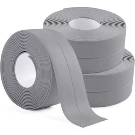 3 Rouleaux Bande D'étanchéité - PVC - 3,2 m × 3,8 cm - Pour Joints Cuisine Salle De Bain Toilettes - Gris (1/5)