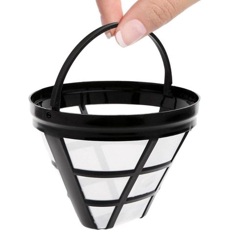 Filtre à café réutilisable, 1 filtre permanent, forme conique, taille 4, pour 8 à 12 tasses, lavable au lave-vaisselle, pour le camping, les voyages, la maison et le bureau. (1/4)