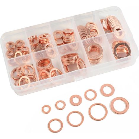 100PCS Joint Vidange Voiture,Kit D'assortiment De Rondelles D'étanchéité,Rondelle Plate pour L'étanchéité des Vis Bagues D'étanchéité,Connexions de Carburant et Hydrauliques (1/5)