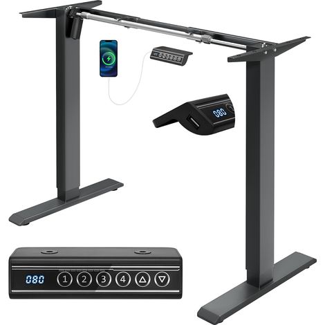 WOLTU Scrivania Regolabile in Altezza Ergonomica 4 Funzioni Memoria Tavolo da Standing Desk Grigio (1/5)