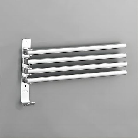 Porte-Serviettes de Cuisine pivotant à Fixation Murale, Porte-Serviettes Rotatif pour Salle de Bain, économiseur d'espace, Barre Pliante (4 Bras de Longueur 35 cm) (1/5)
