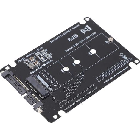 M.2 Ngff Bkey SSD to Sata Adaptateur, Connecteur élastique pour 2230 2242 2260 2280 Tailles SSD, avec Transmission de Données Stable, pour Gagner 7 8 10, pour iOS, pour Linux (1/5)
