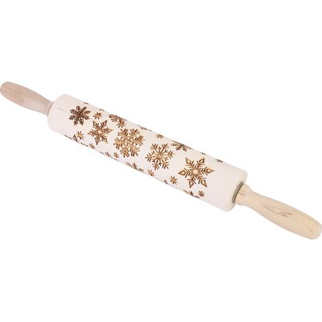 Rouleau à pâtisserie en bois de Noël, gravé et gaufré avec motif de flocon de neige, outil de pâtisserie (1/5)