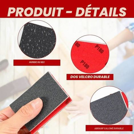 24 Pièces éponges de Ponage 800 1000 Grain Papier Abrasif Sec et Humide Flexible Eponge Abrasive,Cloisons Sèches,Métal P800 1000 (1/5)