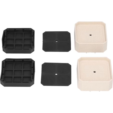 Ensemble de 8 rehausseurs de lit entièrement recouverts, antichoc et empilables, pour meubles, réfrigérateur, lave-linge, tables et chaises. (1/5)