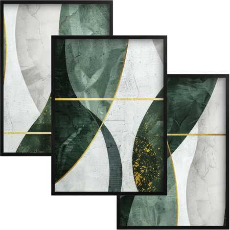 Affiches murales avec abstraction dorée et verte pour le salon (1/5)
