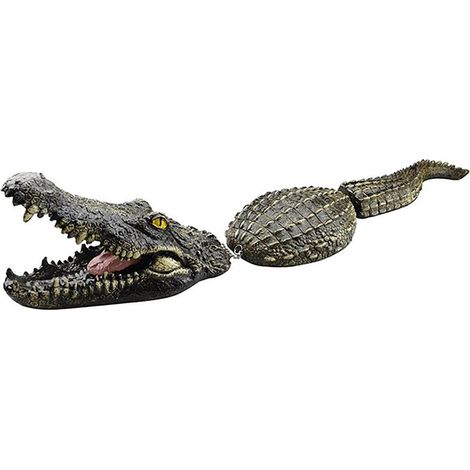 Statue de Crocodile, Formes Vives pour Piscines Extérieures Flotteur Fausse Tête D'alligator Flotteur sur les Surfaces D'eau Ornement simulé Résine et Matériau PU Décoration de (Crocodile attaché à la