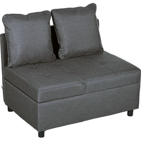 HOMCOM Folding Sleeper Sofa Bed Chair with Pillows, Pocket Grey (1/5)