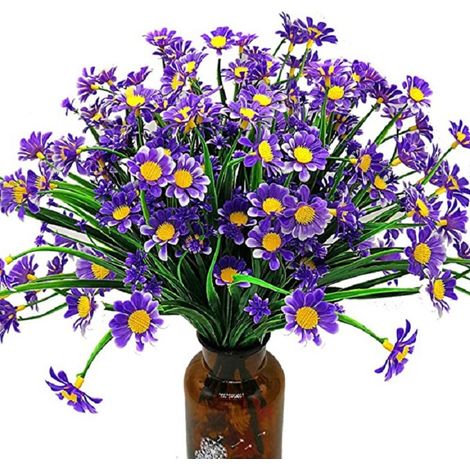 Lot de 4 fleurs artificielles, marguerites en plastique résistantes aux UV, décoration intérieure et extérieure pour jardin et maison (1/5)