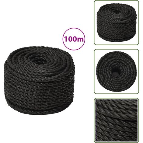 Corde de travail Noir 10 mm 100 m polypropylène - Cordeau De Travail - Corde Noire - Corde Polypropylene - Corde Épaisse - Corde Robuste (1/5)