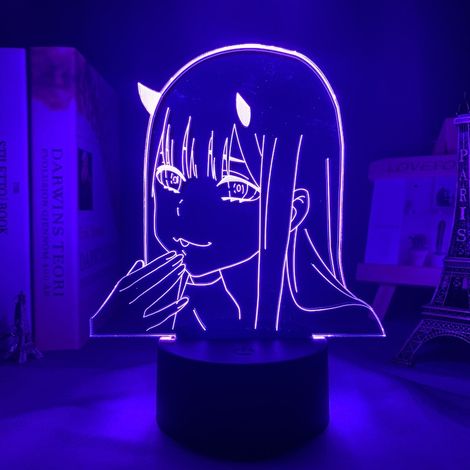 MINKUROW Zero Two Figure Anime Lampada Night Light Manga Led Nightlight Multicolor Change Usb Battery Table Lampara Kids Child Girls Room Decor Light Manga Toy (Ridendo) (1/5)