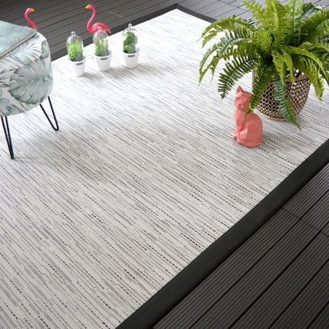 Tapis intérieur / extérieur - Bornéo blanc - Ganse noire - 140 x 200 cm (1/5)
