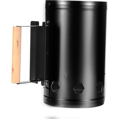 Chimney À Charbon - Allumage Sans Liquide - Pour Barbecue Extérieur Patio Jardin - Hauteur 30 Cm - Capacité 2,5 Kg - Poignée En Bois - 1 Pièce
