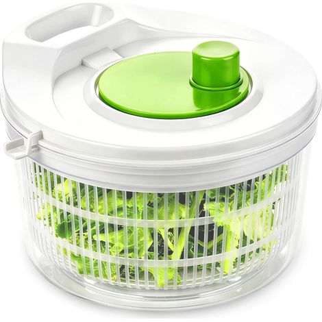Essoreuse à salade avec passoire et couvercle, capacité : 2,5 l, Saladier, séchoir à salade, pour laver et sécher la salade, les légumes et les fruits (1/5)