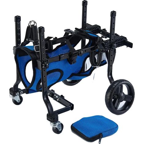 Hundewagen, verstellbarer Aluminiumrahmen, verbesserte Mobilität, Vier-Rad Blau (1/2)