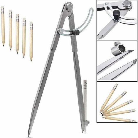 Compas pointu (300 mm / 12 pouces), grand marqueur avec porte-stylo pour tracer des cercles, pour le travail du bois, du métal et du cuir (1/4)