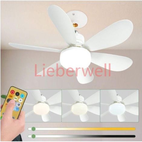 52cm Silent LIEBERWELL Ceiling Fan with LED Light and Remote, 40W E27 Socket Fan Light, Dimmable 3000K-6000K, Timer, White (1/4)