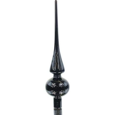 Weihnachtsbaumspitze Pure Black schwarz glänzend Ø 6 cm 26 cm - Glas
