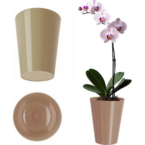 KADAX Cache-pot pour orchidées Support de fleurs en plastique 13 cm Beige (1/5)