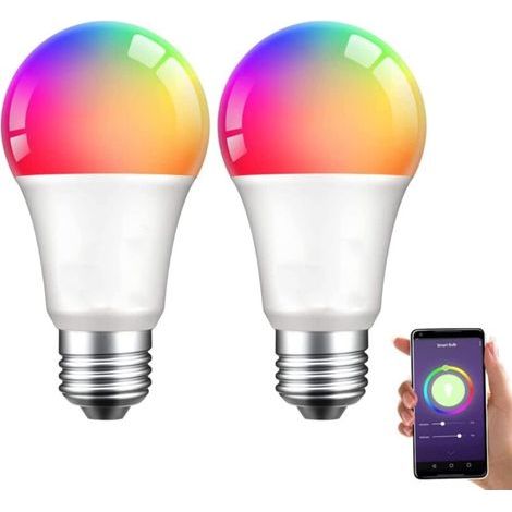 Alexa Christmas String Lights Smart LED Bulb E27 9W RGBCW Colour Changing 2200-6500K 1000lm Compatible with Alexa, Google Assistant (2 pieces, E27) (1/5)