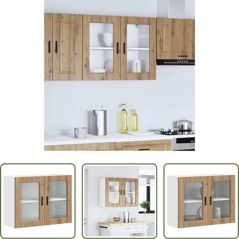 vidaXL Küchenregal - Küchen-Hängeschrank mit Glastür Porto Artisan-Eiche (1/5)