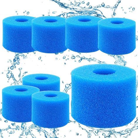 Cartouches filtrantes pour piscine, lot de 8 filtres en mousse pour piscine, natation-AquaForge (1/4)