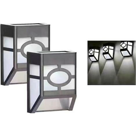 2pcs LED Outdoor Lamp, Outdoor Solar Lights, Patio Garden Wall Light(White Light)