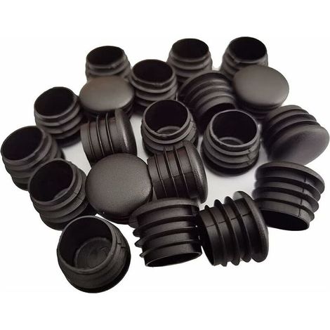 Bouchon rond en plastique 25 mm – Lot de 20 pièces – Polyéthylène noir durable – Pour pieds de meubles et équipements (1/5)