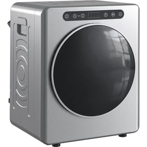 Sèche linge à évacuation, sèche-linge électrique 1000 W 3 Kg, 6 modes de séchage, minuterie, acier inoxydable, argent (1/5)