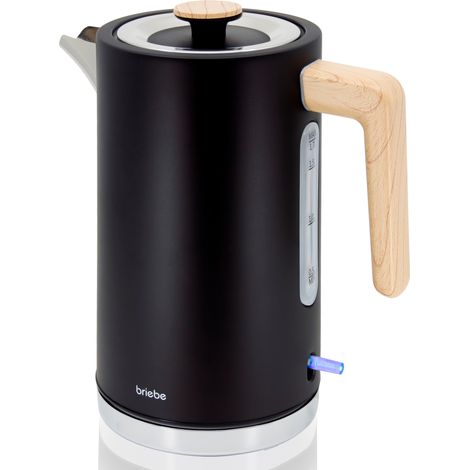 Briebe KT1165BLK Nordic Bouilloire Électrique 1,7L Sans Fil, Ébullition Rapide Sans BPA, Base 360 2200W Noir