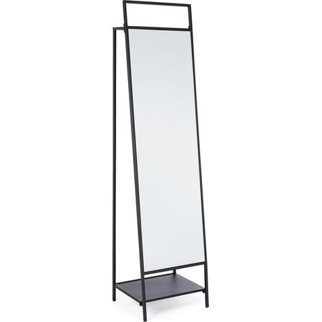 Bodenspiegel "Ekbal" mit Metallrahmen und Kleiderständer h 181 cm -Schwarz (1/4)
