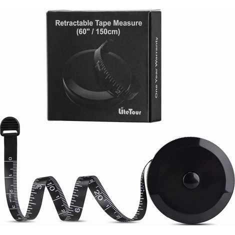Ruban à mesurer Le ruban à mesurer pour mesurer la taille du corps et petit ruban à coudre pour tailleurs 60 pouces 150 cm Noir (1/5)