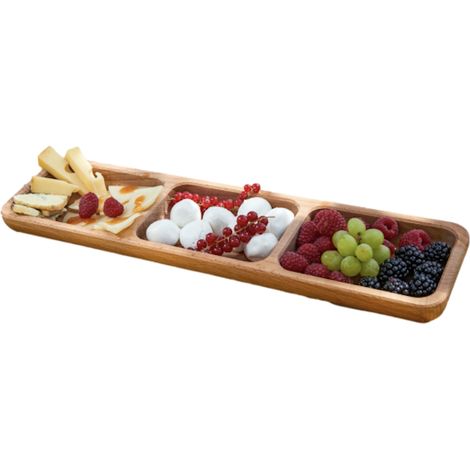 Einzeltablett aus Buchenholz mit 3 Fächern (1/2)