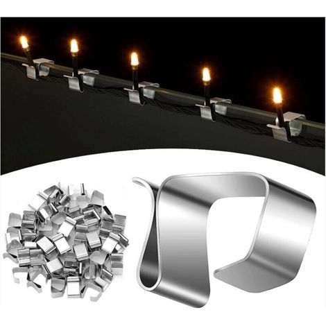 50 ganchos para canaletas de luces navideñas, clips decorativos para luces navideñas, accesorios de fijación de ganchos de iluminación para luces navideñas (1/4)