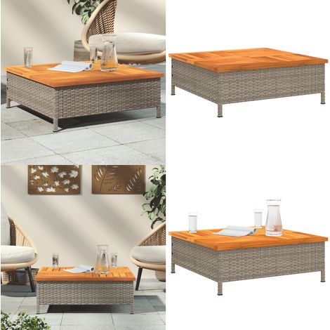 Gartentisch Grau 70x70x25 cm Rattan und Akazienholz - Gartentisch - Esstisch - Terrassenmöbel - Rattan Tisch - Outdoor Tisch - Home & Living (1/5)