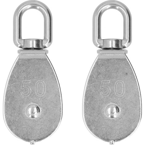 2Poulies simples en acier inoxydable M50 pour treuil de levage, crochet de suspension et roue de remorquage (1/5)