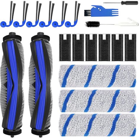 Convient pour ECOVACS DEEBOT X11 OmniCyclone/X11 Pro Omni/X9 Pro Omni Robot aspirateur Kit de pièces de rechange 20 pièces. Accessoires : 2 brosses principales, 6 filtres, 3 rouleaux de nettoyage, 6 b (1/5)