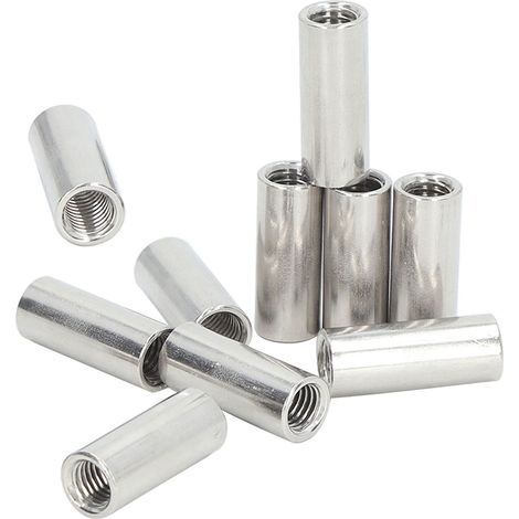 Runde Verbindungsmuttern M10x1,5 L35mm aus Edelstahl - 10er-Packung für Gewindestangen (1/5)