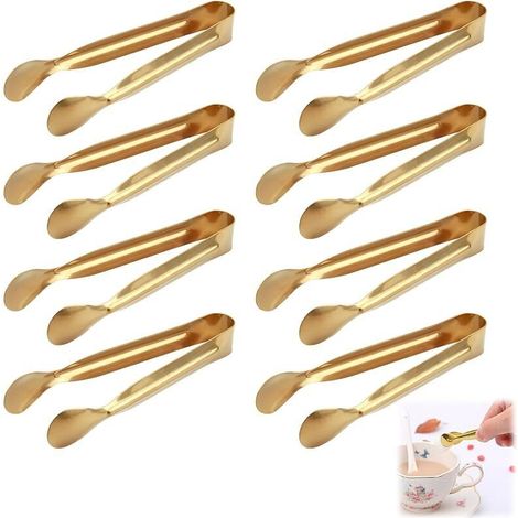 Ensemble de 8 Pinces en Acier Inoxydable pour Glaçons, Mini Pinces à Apéritifs, Pince a Sucre Glace Mini, Parfaites pour les Bars, Mariages Fêtes, Cuisines, Buffet Grill (1/5)