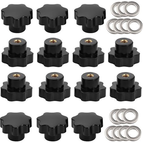14 Pcs - Écrou Papillon M6 - Vis À Poignée Étoile - Fixation Manuelle Pour Meubles Et Machines - Noir - 25mm (1/5)