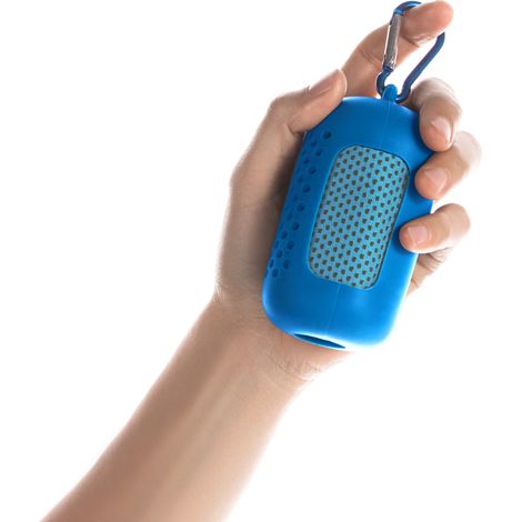 1 serviette fraîche en soie glacée pour fitness extérieur, séchage rapide. Serviette rafraîchissante avec support en silicone, porte-clés portable, 3080cm, Bleue. (1/5)