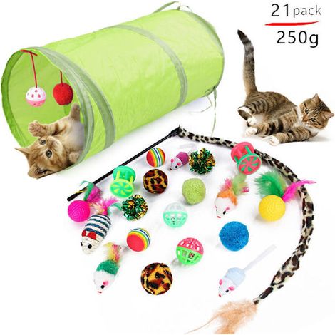 Ensemble de jeu pour chat 21 pièces - Tunnel pour animaux - Accessoire balle (1/5)