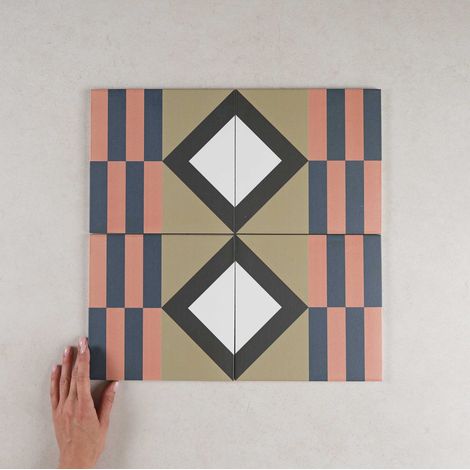 Carrelage grès cérame effet carreau ciment BAUHOME MARK COLD 20x20 cm Marron - Mat - boîte de 1 m2