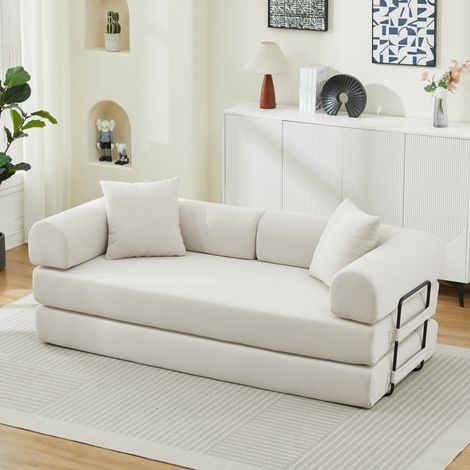 Sofá cama, sofá cama convertible con 2 cojines, sofá plegable, colchón de espuma y muelles, sofá futón para sala de estar, oficina, apartamento. (1/5)