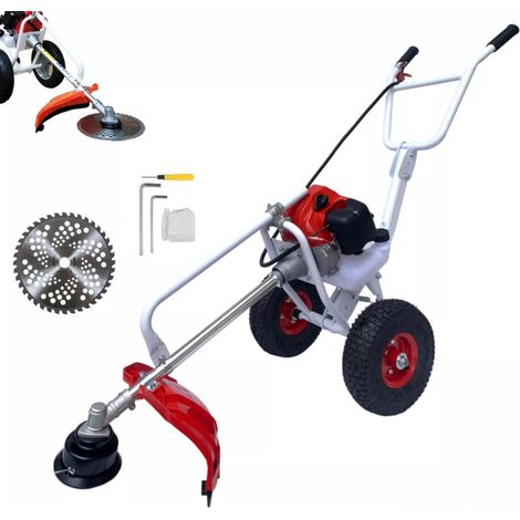 Decespugliatore a Scoppio 63CC 2HP 2 Tempi con Ruote a Carrozzella Carrellato (1/5)