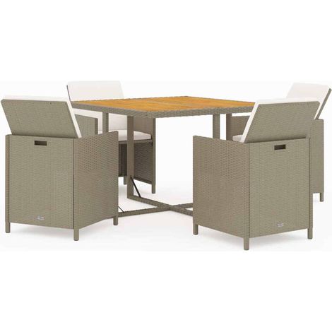 vidaXL Set da Pranzo da Giardino 5 pz con Cuscini Beige in Polyrattan